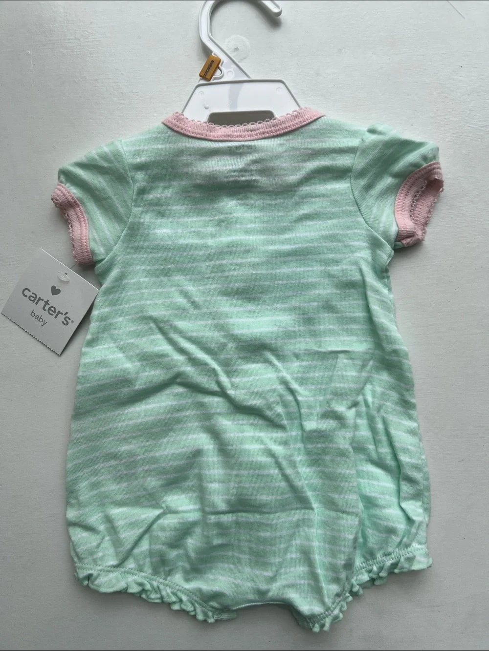Carter's Mint Green and Pink Butterfly Short-Sleeve Baby Romper